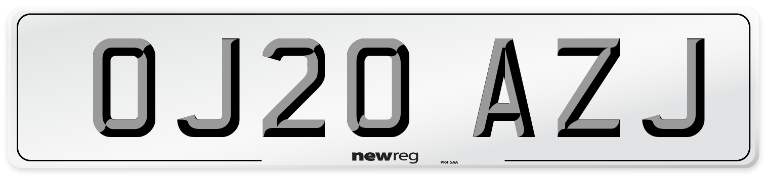 OJ20 AZJ Number Plate from New Reg